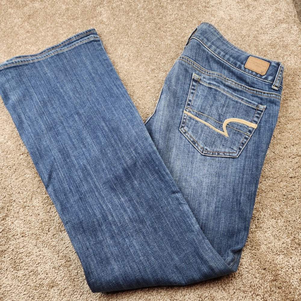 American Eagle Artist Flare Jeans Womens 12 Regular Super Stretch Medium Wash